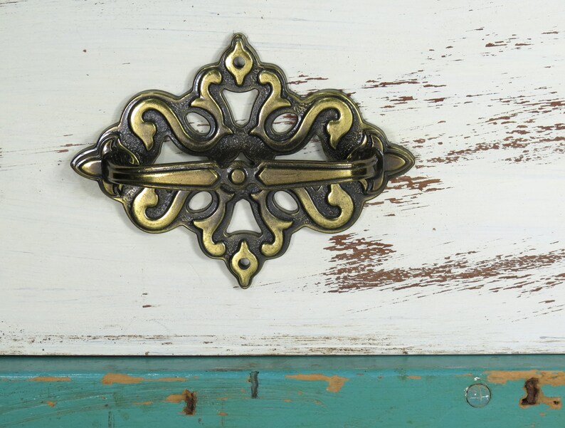 Vintage Drawer Pull with Escutcheon Plate . 1960s . Furniture Etsy