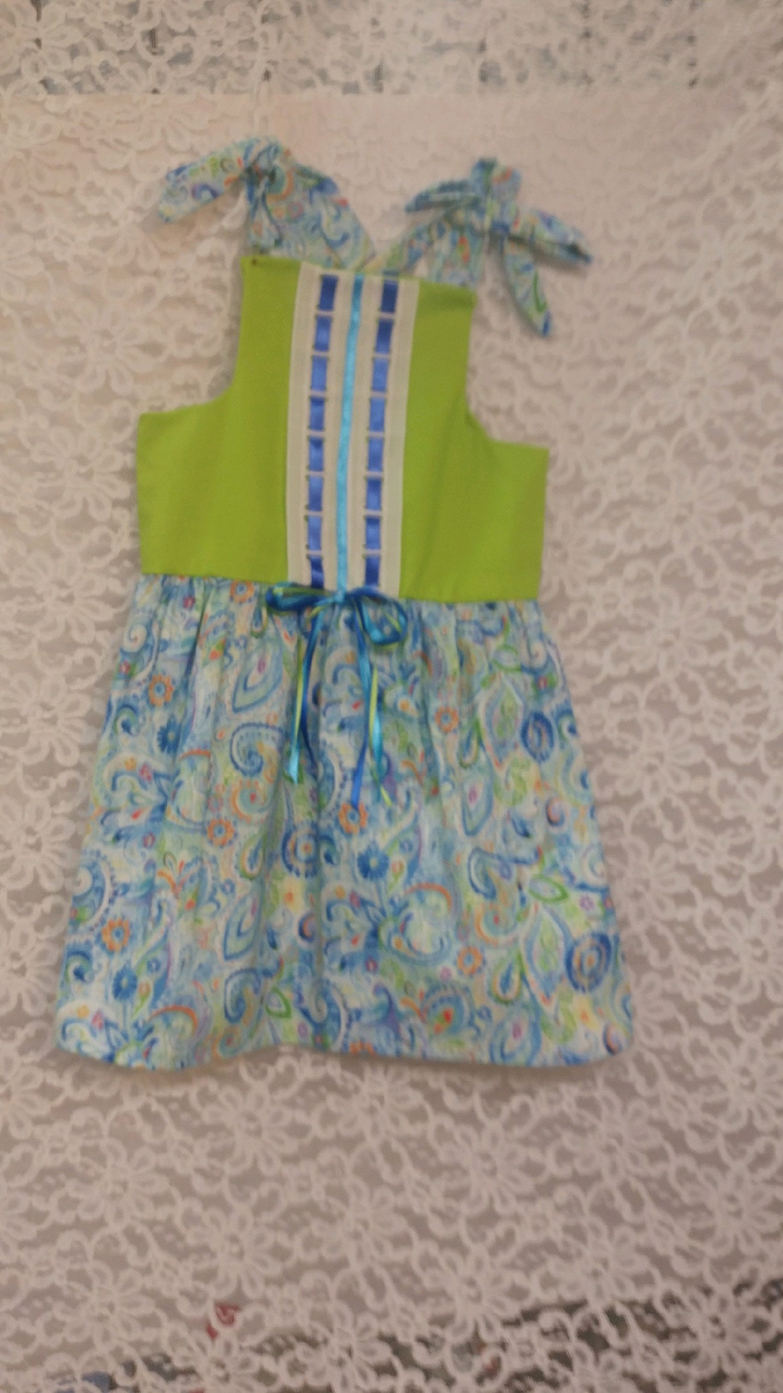 Toddler lime green multicolored print summer dress girls Etsy