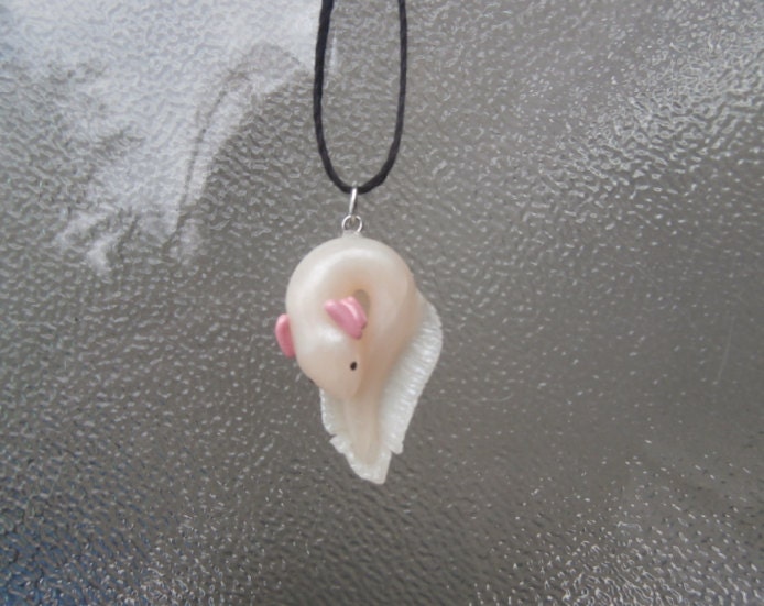 Baby Leucistic Axolotl Necklace Animal Pendant Clay Jewelry Etsy