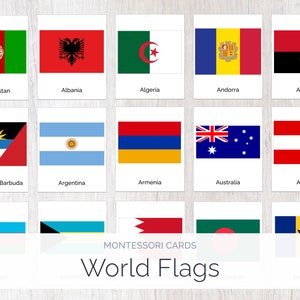 MEGA BUNDLE | 195 Sets of World Flags Montessori Cards | Geography Montessori | Homeschool