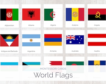 MEGA BUNDLE | 195 Sets of World Flags Montessori Cards | Geography Montessori | Homeschool