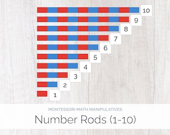 Montessori Number Rods Printable: Matching Cards 1-10 (Digital Download)