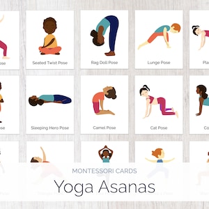 Schede Montessori per le posizioni yoga: apprendimento delle asana (schema PDF)