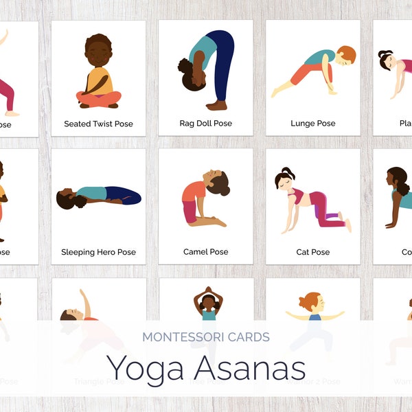 Yoga Poses | Montessori Cards | Yoga Asanas | Montessori Education | Homeschool