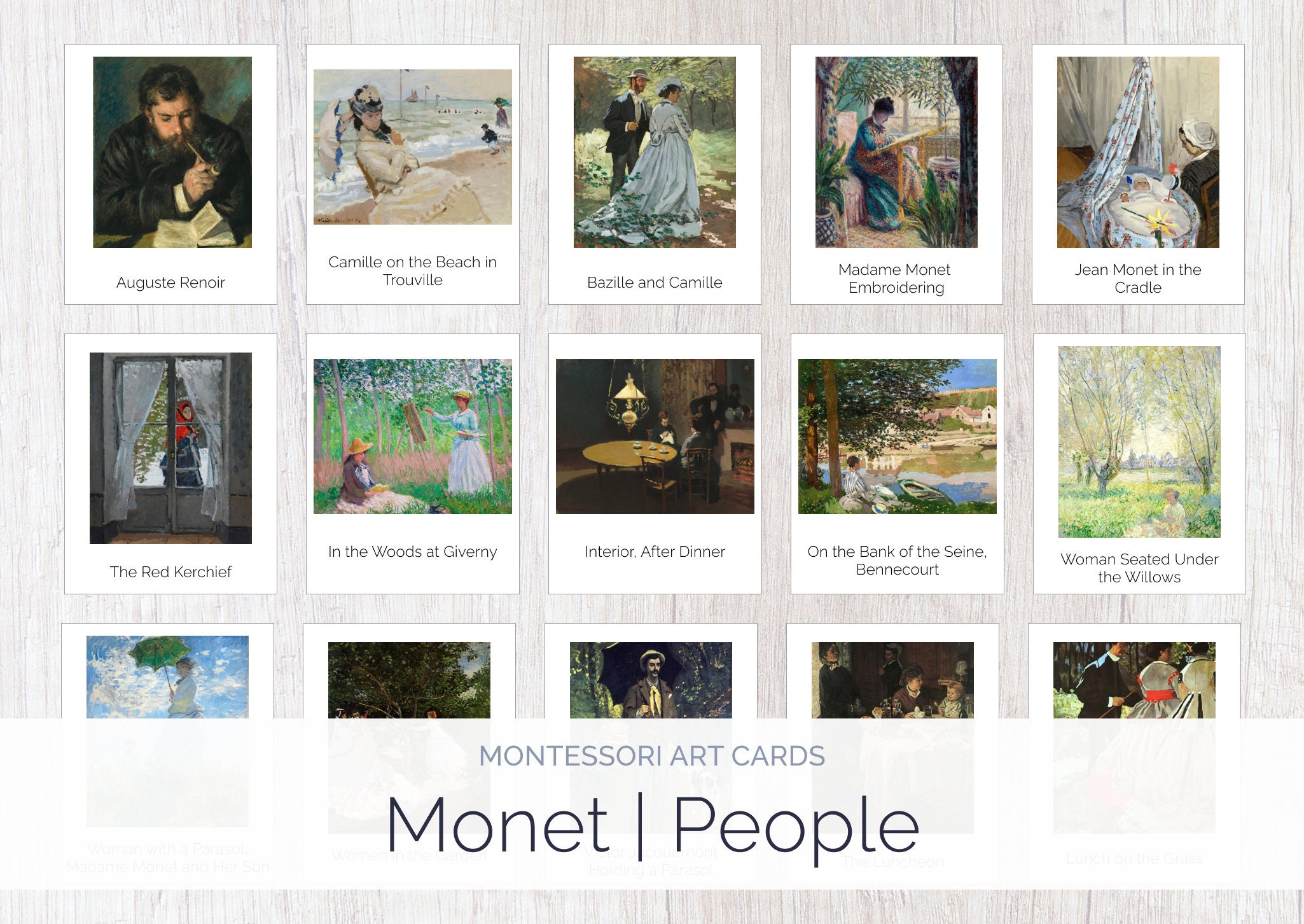 Claude Monet | Montessori Educational Cards | 3-Part Cards | Art Study Guide | People | Charlotte Mason Homeschool