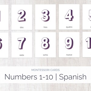 Prune | Espagnol | 1-10 Cartes Montessori | Langue étrangère | Éducation Montessori | École à la maison
