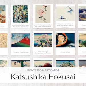 Tarjetas Katsushika Hokusai Montessori / Educación Montessori / Educación en el hogar / Estudio de arte