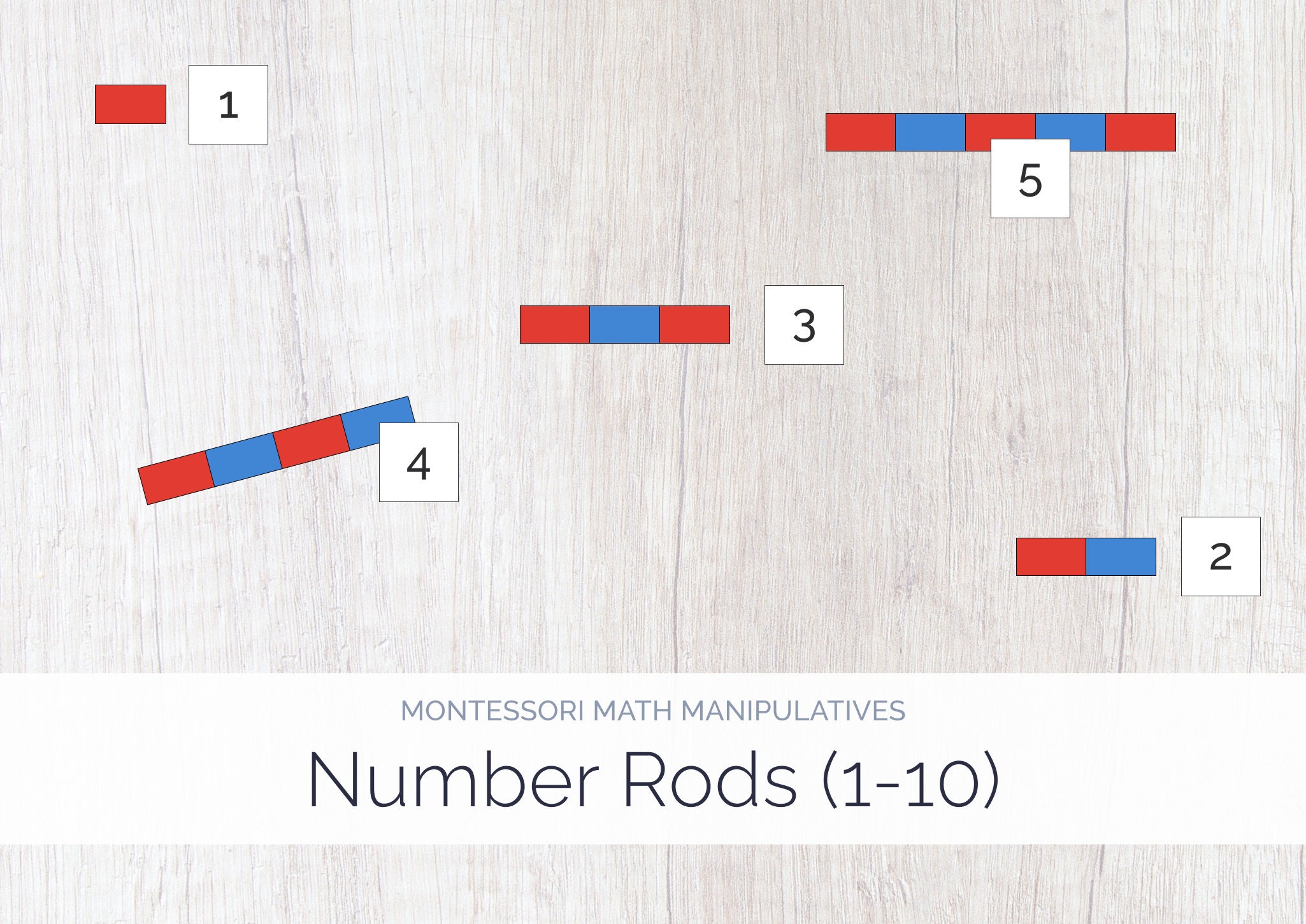 Printable Rods Science Montessori Number Rods Printable: Matching Cards 1-10 (digital Download ...