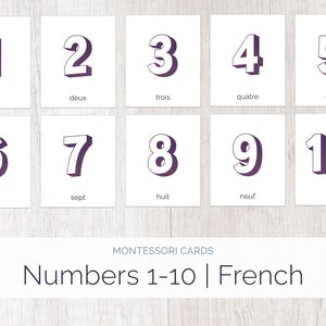 Plum | French | 1-10 Montessori Cards | Foreign Language | Montessori Education | Homeschool