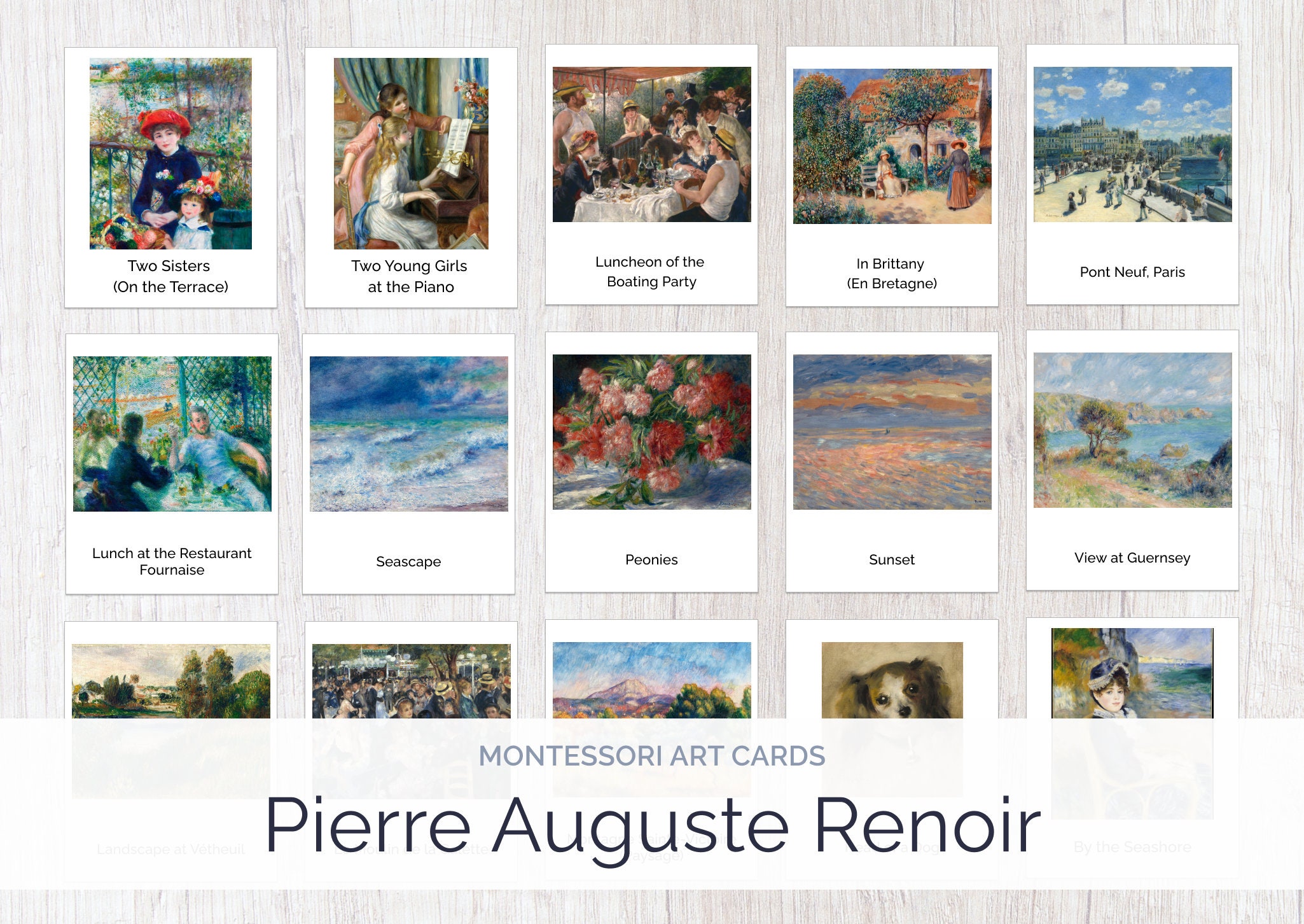 Pierre-Auguste Renoir カードセット 10枚 Pierre-auguste Renoir Cards | Montessori Education | Homeschool