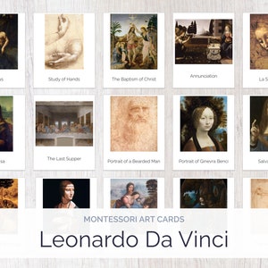 Cartões Montessori de Leonardo da Vinci | Pessoas | Educação Montessoriana | Ensino em casa | Estudo de Arte
