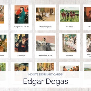Tarjetas de 3 partes de Edgar Degas / Educación Montessori / Educación en el hogar / Estudio de arte