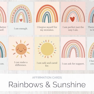 Arco-íris e luz do sol | Cartões de afirmação | Amor próprio para crianças | Educação Montessoriana