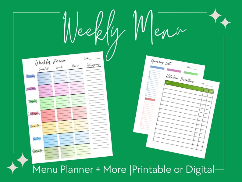 Digital Download! Weekly Meal Planner - Etsy
