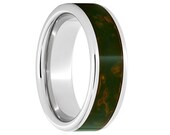 Serinium Wedding Band,Serinium Wedding Ring,Copper Inlay,Green Copper,8mm Copper Ring,Comfort Fit,Engagement Band,Anniversary,8mm