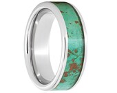 Serinium Wedding Band,Serinium Wedding Ring,Copper Inlay,Rustic Patina Copper,8mm Copper Ring,Comfort Fit,Engagement Band,Anniversary,8mm