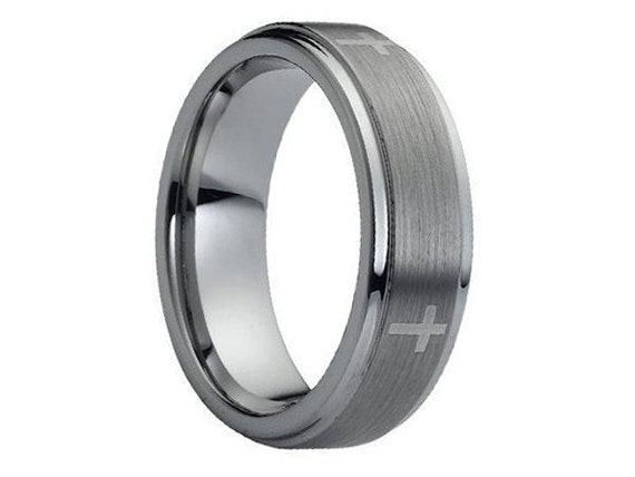 Tungsten cross best sale ring