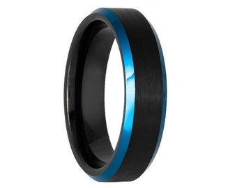 6mm Blue Tungsten Wedding Band,8mm Blue Tungsten, Engagement Ring, Men & Women, Tungsten Carbide Ring, Blue Tungsten Ring