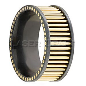 Personalized Engraved Black Zirconium Wedding Band with 18K Yellow Gold Rods 8mm (Free Laser Engraving)
