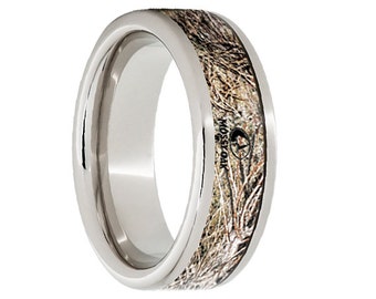 Serinium Wedding Band,Serinium Wedding Ring,Camouflage Inlay,Mossy Oak®,8mm Camo Ring,Comfort Fit,Engagement Band,Anniversary,8mm