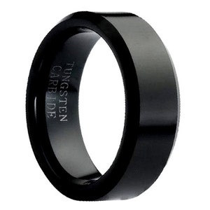 Black Tungsten Wedding Bands Brushed Polished Tungsten Ring Anniversary Ring Wedding Ring Tungsten Carbide,Black Tungsten Comfort Fit