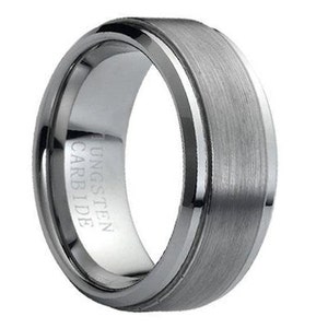 Tungsten Band Comfort fit 9mm Tungsten Carbide Ring Brushed Wedding Band Mens Wedding Ring Unique Mens Wedding Band Tungsten Ring Man Band