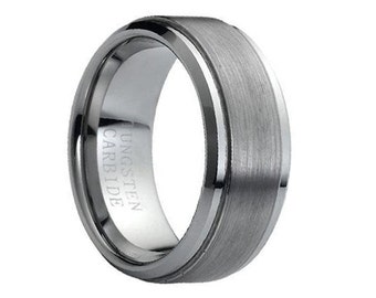 Tungsten Band Comfort fit 9mm Tungsten Carbide Ring Brushed Wedding Band Mens Wedding Ring Unique Mens Wedding Band Tungsten Ring Man Band