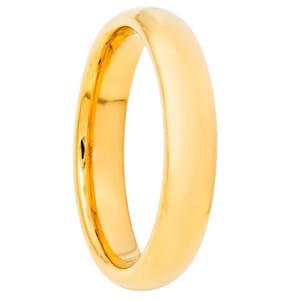 4mm Tungsten Wedding Band,18K Yellow Gold 4mm,18K Yellow Gold Tungsten,Shiny Finish Wedding Band,Tungsten,Mens Wedding Band,Laser Engraving