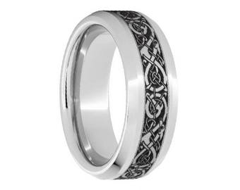 Serinium Wedding Band,Serinium Wedding Ring,Viking,Viking Laser Engraving,Rugged Collection,Comfort Fit,Engagement Band,Anniversary,8mm