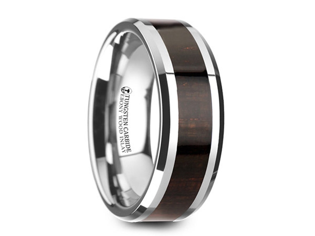 Buy Ebony Wood Inlay Tungsten Carbide Wedding Band 8mm Tungsten