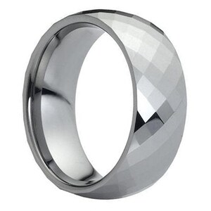 Unisex Tungsten Wedding Band,Tungsten Wedding Ring,Tungsten,Diamond Cut,Faceted,Anniversay Band,Dome,Engagement Ring,Anniversary Band,8mm