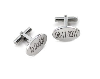 Custom Cufflinks - Personalized Cufflinks in Gift Tin - Custom Names, Date for Weddings - Mens Cufflinks, Groom Gift, Wedding Cufflinks