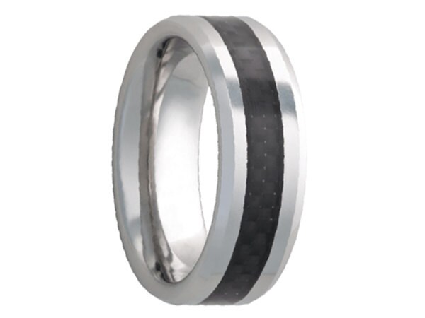 Serinium Wedding Band,Serinium Wedding Ring,Black Carbon Fiber Inlay,8mm Carbon Fiber Inlay,Comfort Fit,Engagement Band,Anniversary,8mm
