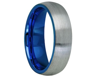 6mm Blue Tungsten Wedding Band,8mm Blue Tungsten, Engagement Ring, Men & Women, Tungsten Carbide Ring, Blue Tungsten Ring