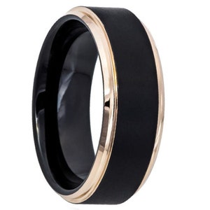 Tungsten Wedding Band,18K Rose Gold,18K Rose Gold Tungsten,Matte Finish Wedding Band,Tungsten,Mens Wedding Band,Engraving,Mens Ring
