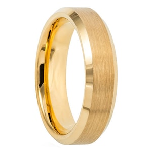 Mens Wedding Band, Tungsten Ring 6mm Yellow Gold 18K, Engagement Ring, Promise Ring, Personalized, Rings for Men, Rings for Women