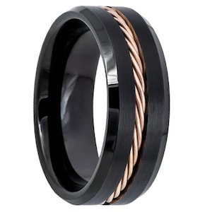8mm Mens Wedding Band Black,8mm Tungsten Ring Black, Wedding Ring, Engagement Ring, Promise Ring, Rings for Men, Rings for Women, Black Ring