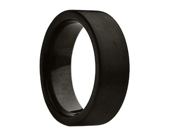 Black Tungsten Wedding Bands Brushed Polished Tungsten Ring Anniversary Ring Wedding Ring Tungsten Carbide,Black Tungsten Comfort Fit, 7mm