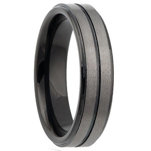 6mm Two Tone Mens Wedding Band Black,6mm Black Tungsten, Wedding Ring, Engagement Ring, Promise Ring, Rings for Men, Black Ring