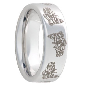 Serinium Wedding Band,Serinium Wedding Ring,Fish Ring,Bass,Bass Laser Engraved,Rugged Collection,Comfort Fit,Engagement Band,Anniversary,8mm