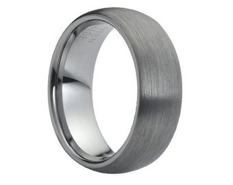 Tungsten Wedding Band,Tungsten Wedding Ring,Anniversary Ring,Matte Finish,Domed,His,Hers,Engagement Band,Comfort Fit,8mm