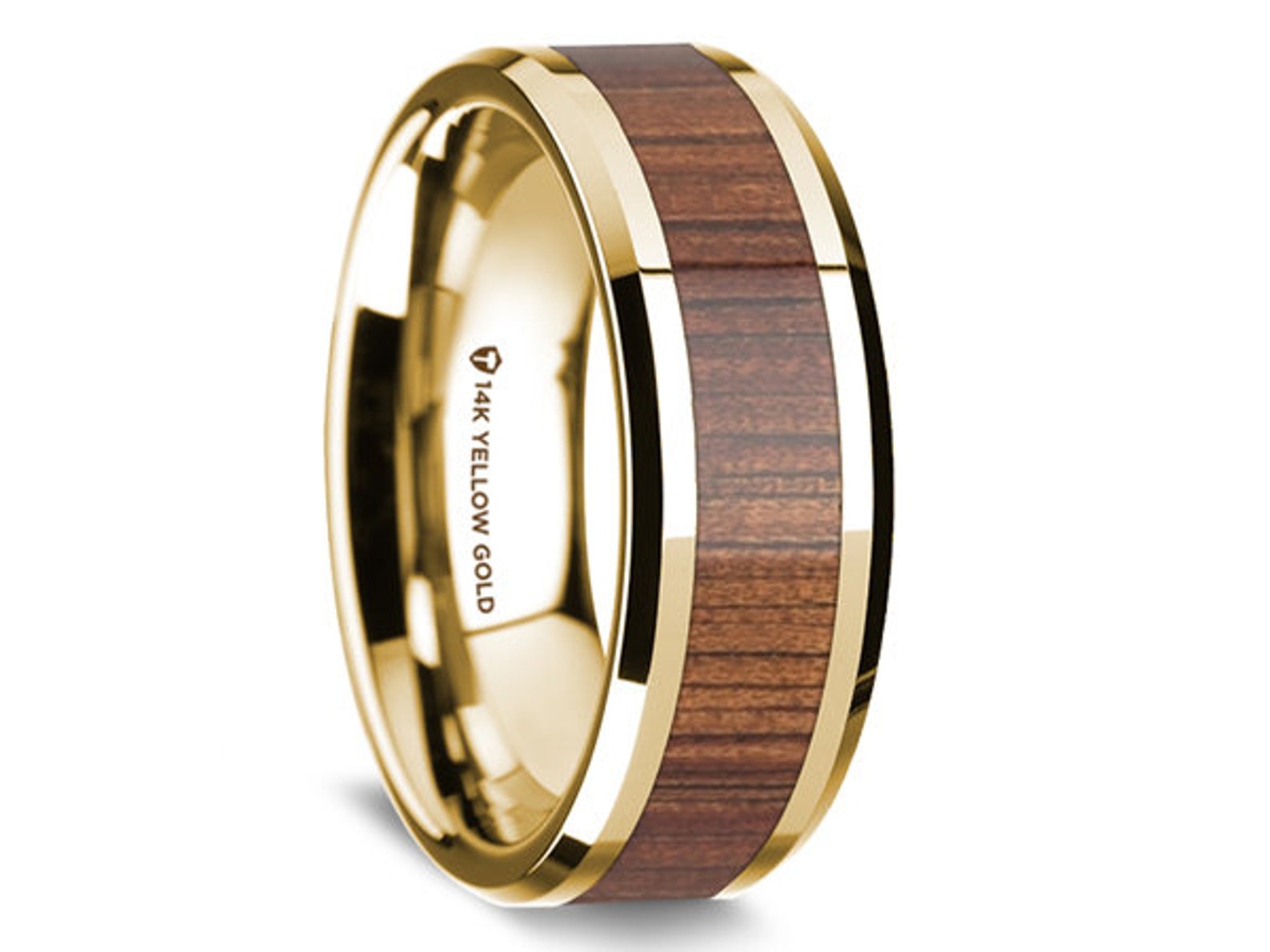 Rare Koa Wood 14K Yellow Gold Wedding Band 8mm 14K Yellow Gold Etsy