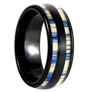 8mm Men's Bamboo Tungsten Wedding Band, Bamboo Inlay Tungsten Ring, Men's Black Wedding Band, Black Tungsten Ring, Tungsten Band