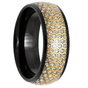 8mm Honeycomb Tungsten Wedding Band,8mm Meteorite Tungsten, Engagement Ring, Men & Women, Tungsten Carbide Ring, Meteorite Ring