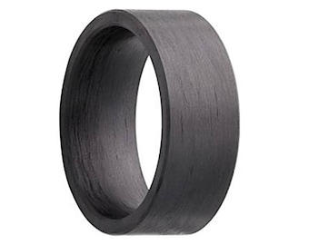 Carbon Fiber Ring, Pure Solid Carbon Fiber Wedding Band Flat 8mm