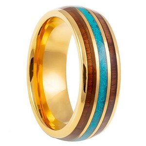 8mm Men&#39;s Two Tone Rosewood Tungsten Wedding Band, Tungsten Ring, Men&#39;s Yellow Wedding Band, Black Tungsten Ring, Tungsten Band