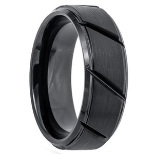 Mens Wedding Band, Tungsten Ring Black 8mm, Wedding Ring, Engagement Ring, Promise Ring, Rings for Men, Rings for Women, Black Ring