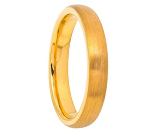 18K Yellow Gold Tungsten Ring: 4mm Comfort Fit Wedding Band - Etsy