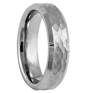 6mm Men&#39;s Grey Tungsten Wedding Band, Honeycomb Tungsten Ring, Men&#39;s Gray Wedding Band, Gray Tungsten Ring, Tungsten Band