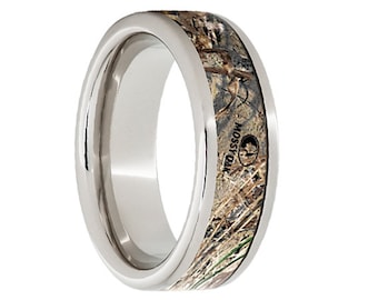 Serinium Wedding Band,Serinium Wedding Ring,Camouflage Inlay,Mossy Oak®,8mm Camo Ring,Comfort Fit,Engagement Band,Anniversary,8mm
